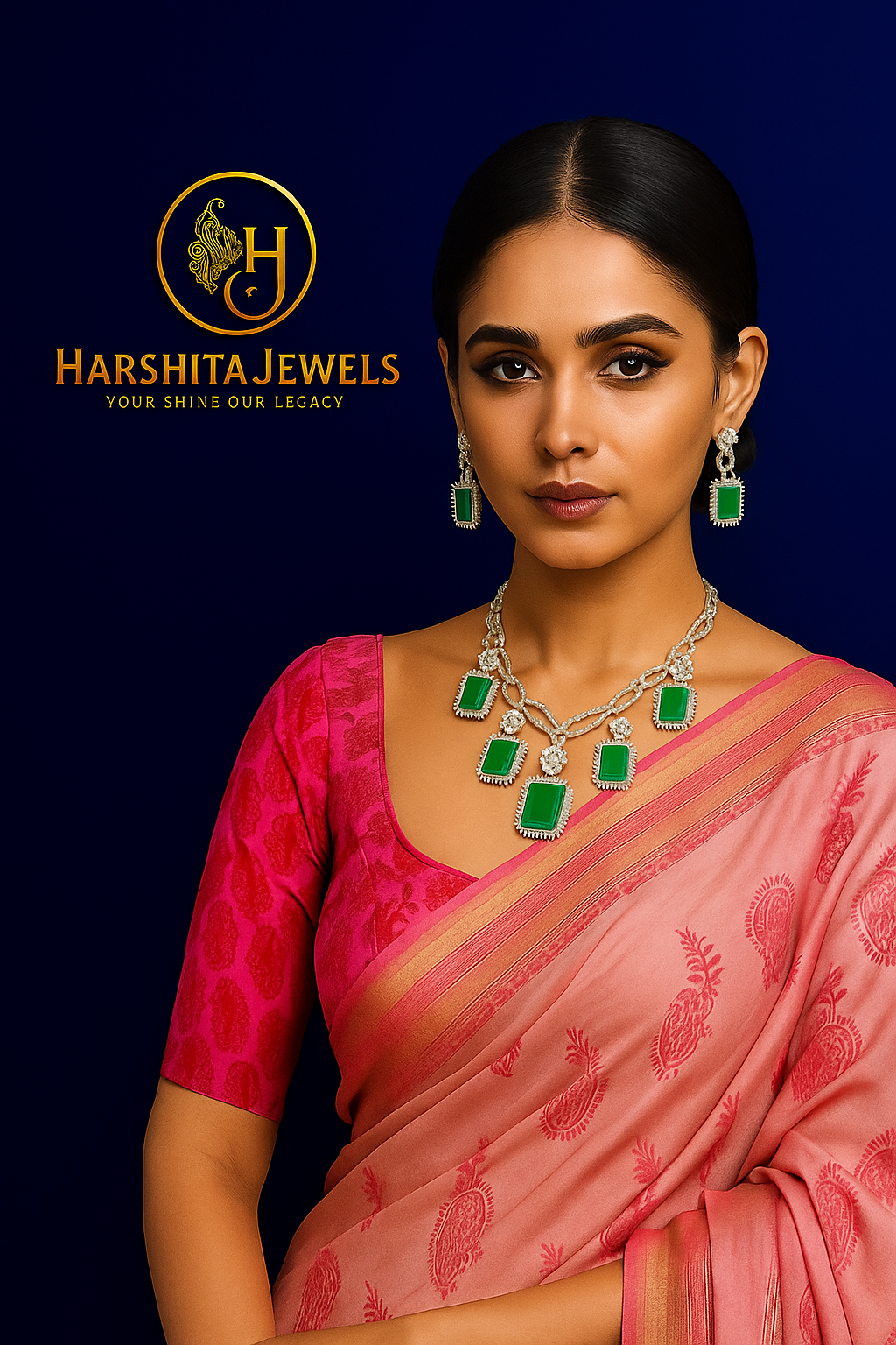 Emerald Green Stone Set – Harshita Jewels
